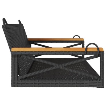 vidaXL Παγκάκι Κούνια Μαύρο 109x62x40cm από Συνθετικό Ρατάν 1 τεμ.