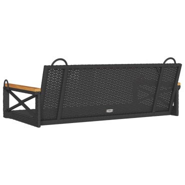 vidaXL Παγκάκι Κούνια Μαύρο 109x62x40cm από Συνθετικό Ρατάν 1 τεμ.
