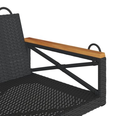 vidaXL Παγκάκι Κούνια Μαύρο 109x62x40cm από Συνθετικό Ρατάν 1 τεμ.
