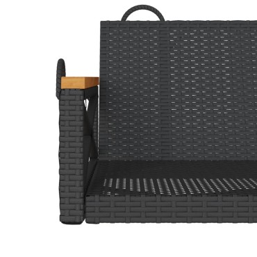 vidaXL Παγκάκι Κούνια Μαύρο 109x62x40cm από Συνθετικό Ρατάν 1 τεμ.