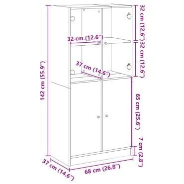 vidaXL Ντουλάπα με Πόρτες 68x37x142cm Επεξεργασμένο Ξύλο 1 τεμ.