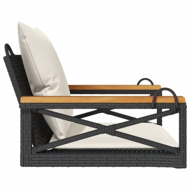 vidaXL Παγκάκι Κούνια Γκρι 63x62x40cm Συνθετικό Ρατάν με Μαξιλάρια 1 τεμ.