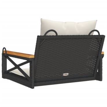 vidaXL Παγκάκι Κούνια Γκρι 63x62x40cm Συνθετικό Ρατάν με Μαξιλάρια 1 τεμ.