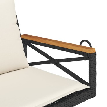 vidaXL Παγκάκι Κούνια Γκρι 63x62x40cm Συνθετικό Ρατάν με Μαξιλάρια 1 τεμ.