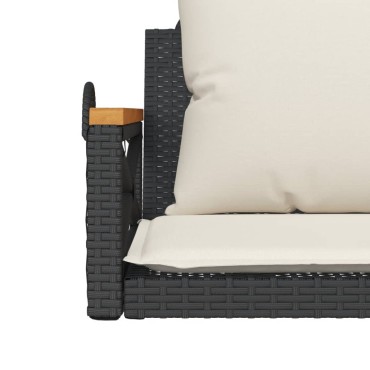 vidaXL Παγκάκι Κούνια Γκρι 63x62x40cm Συνθετικό Ρατάν με Μαξιλάρια 1 τεμ.
