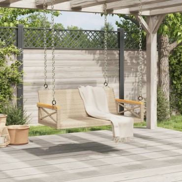 vidaXL Παγκάκι Κούνια Μπεζ 109x62x40cm από Συνθετικό Ρατάν 1 τεμ.