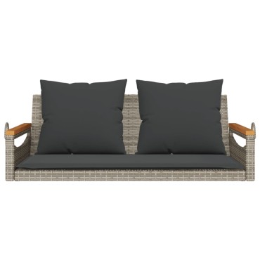 vidaXL Παγκάκι Κουνιστό Γκρι 109x62x40cm Συνθετικό Ρατάν με Μαξιλάρια 1 τεμ.