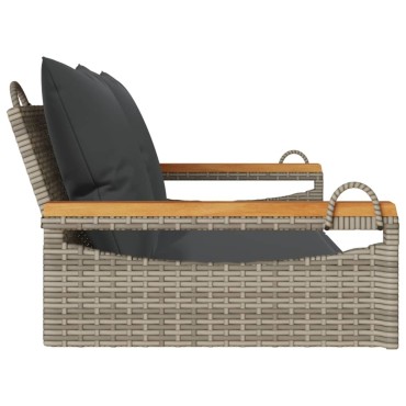 vidaXL Παγκάκι Κουνιστό Γκρι 109x62x40cm Συνθετικό Ρατάν με Μαξιλάρια 1 τεμ.