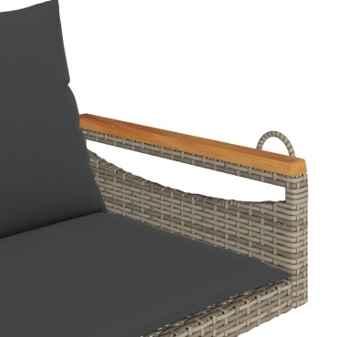 vidaXL Παγκάκι Κουνιστό Γκρι 109x62x40cm Συνθετικό Ρατάν με Μαξιλάρια 1 τεμ.
