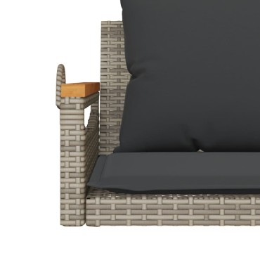 vidaXL Παγκάκι Κουνιστό Γκρι 109x62x40cm Συνθετικό Ρατάν με Μαξιλάρια 1 τεμ.