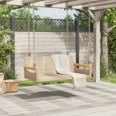 vidaXL Παγκάκι Κούνια Μπεζ 109x62x40cm από Συνθετικό Ρατάν 1 τεμ.