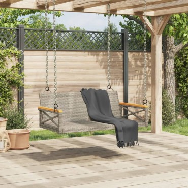 vidaXL Παγκάκι Κούνια Γκρι 109x62x40cm από Συνθετικό Ρατάν 1 τεμ.