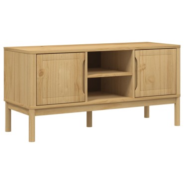 vidaXL Έπιπλο Τηλεόρασης FLORO Καφέ 114x43x55cm από Μασίφ Ξύλο Πεύκου
