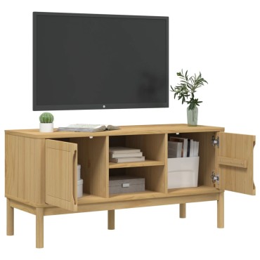 vidaXL Έπιπλο Τηλεόρασης FLORO Καφέ 114x43x55cm από Μασίφ Ξύλο Πεύκου