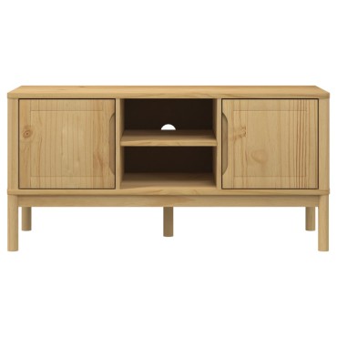 vidaXL Έπιπλο Τηλεόρασης FLORO Καφέ 114x43x55cm από Μασίφ Ξύλο Πεύκου