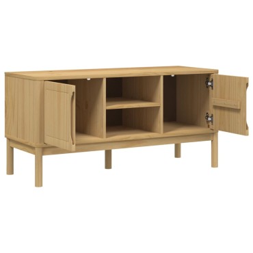 vidaXL Έπιπλο Τηλεόρασης FLORO Καφέ 114x43x55cm από Μασίφ Ξύλο Πεύκου
