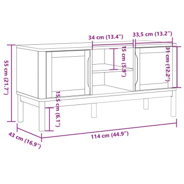 vidaXL Έπιπλο Τηλεόρασης FLORO Καφέ 114x43x55cm από Μασίφ Ξύλο Πεύκου