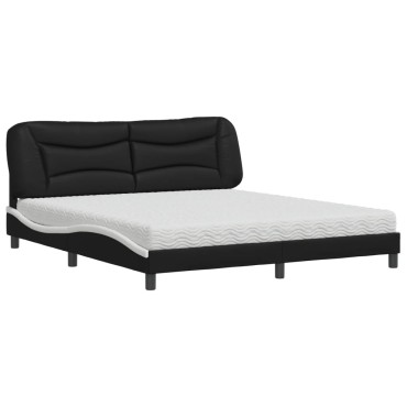 vidaXL Κρεβάτι με Στρώμα Μαύρο/Λευκό 180x200 εκ. από Συνθετικό δέρμα