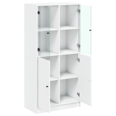 vidaXL Ντουλάπι με Πόρτες Λευκό 68x37x142cm από Επεξεργασμένο Ξύλο 1 τεμ.