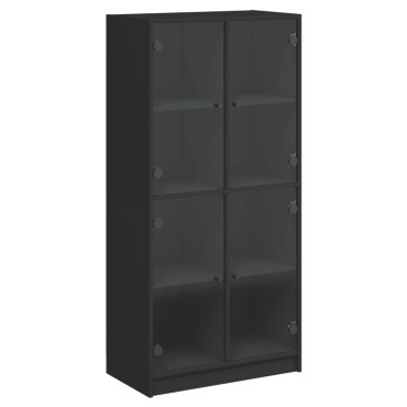 vidaXL Ντουλάπα με Πόρτες Μαύρο 68x37x142cm Επεξεργασμένο Ξύλο 1 τεμ.