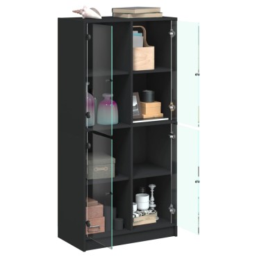 vidaXL Ντουλάπα με Πόρτες Μαύρο 68x37x142cm Επεξεργασμένο Ξύλο 1 τεμ.