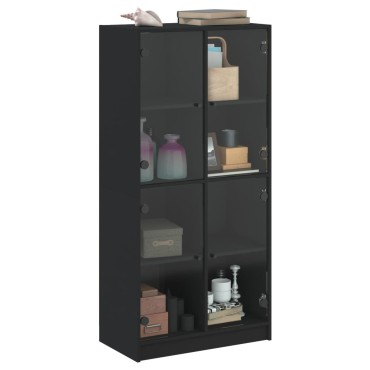 vidaXL Ντουλάπα με Πόρτες Μαύρο 68x37x142cm Επεξεργασμένο Ξύλο 1 τεμ.