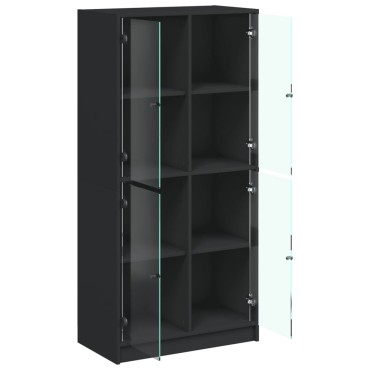 vidaXL Ντουλάπα με Πόρτες Μαύρο 68x37x142cm Επεξεργασμένο Ξύλο 1 τεμ.
