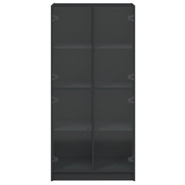 vidaXL Ντουλάπα με Πόρτες Μαύρο 68x37x142cm Επεξεργασμένο Ξύλο 1 τεμ.