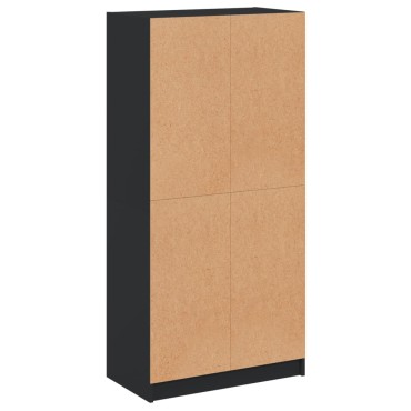 vidaXL Ντουλάπα με Πόρτες Μαύρο 68x37x142cm Επεξεργασμένο Ξύλο 1 τεμ.