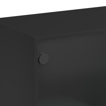 vidaXL Ντουλάπα με Πόρτες Μαύρο 68x37x142cm Επεξεργασμένο Ξύλο 1 τεμ.
