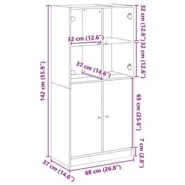 vidaXL Ντουλάπα με Πόρτες 68x37x142cm Επεξεργασμένο Ξύλο 1 τεμ.