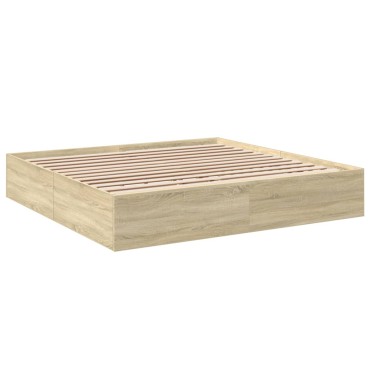 vidaXL Πλαίσιο Κρεβατιού Sonoma Δρυς 200x200 εκ. Επεξεργασμένο Ξύλο