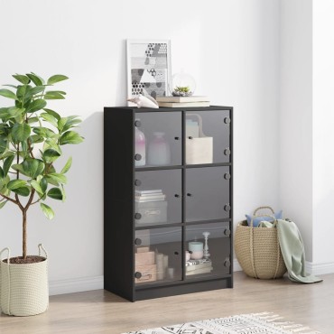 vidaXL Ντουλάπι με Πόρτες Μαύρο 68x37x109cm από Επεξεργασμένο Ξύλο 1 τεμ.