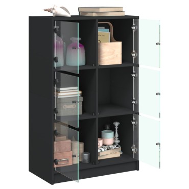 vidaXL Ντουλάπι με Πόρτες Μαύρο 68x37x109cm από Επεξεργασμένο Ξύλο 1 τεμ.