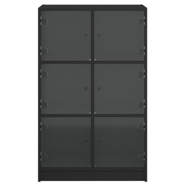 vidaXL Ντουλάπι με Πόρτες Μαύρο 68x37x109cm από Επεξεργασμένο Ξύλο 1 τεμ.