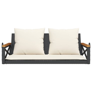 vidaXL Παγκάκι Κούνια Γκρι 109x62x40cm Συνθετικό Ρατάν με Μαξιλάρια 1 τεμ.