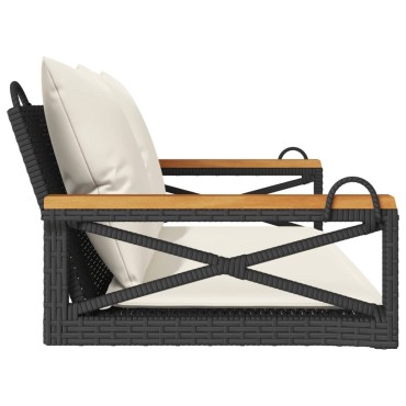vidaXL Παγκάκι Κούνια Γκρι 109x62x40cm Συνθετικό Ρατάν με Μαξιλάρια 1 τεμ.