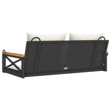 vidaXL Παγκάκι Κούνια Γκρι 109x62x40cm Συνθετικό Ρατάν με Μαξιλάρια 1 τεμ.