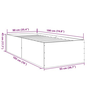 vidaXL Πλαίσιο Κρεβατιού Λευκό 90 x 190 εκ. από Επεξεργασμένο Ξύλο