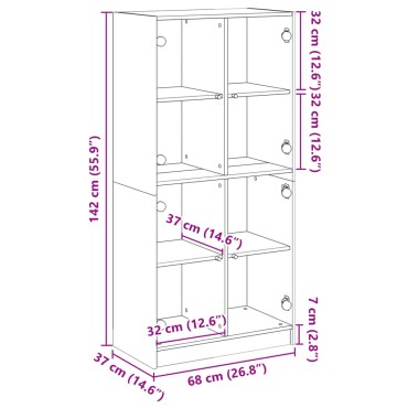 vidaXL Ντουλάπα με Πόρτες 68x37x142cm Επεξεργασμένο Ξύλο 1 τεμ.