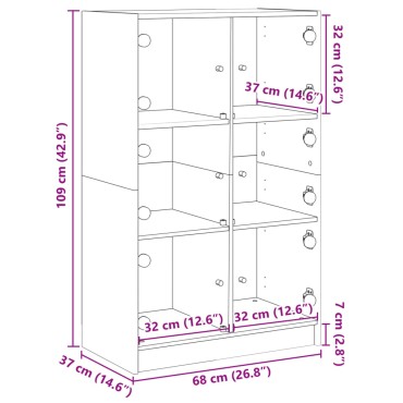 vidaXL Ντουλάπι με Πόρτες 68x37x109cm από Επεξεργασμένο Ξύλο 1 τεμ.