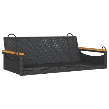 vidaXL Παγκάκι Κούνια Μαύρο 109x62x40cm από Συνθετικό Ρατάν 1 τεμ.