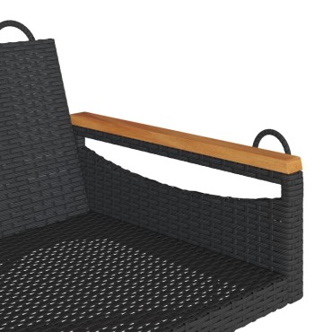 vidaXL Παγκάκι Κούνια Μαύρο 109x62x40cm από Συνθετικό Ρατάν 1 τεμ.
