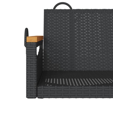 vidaXL Παγκάκι Κούνια Μαύρο 109x62x40cm από Συνθετικό Ρατάν 1 τεμ.