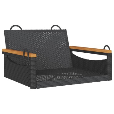 vidaXL Παγκάκι Κούνια Μαύρο 63x62x40cm από Συνθετικό Ρατάν 1 τεμ.