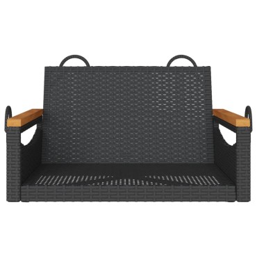vidaXL Παγκάκι Κούνια Μαύρο 63x62x40cm από Συνθετικό Ρατάν 1 τεμ.
