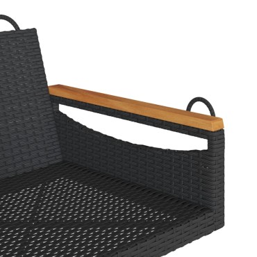 vidaXL Παγκάκι Κούνια Μαύρο 63x62x40cm από Συνθετικό Ρατάν 1 τεμ.