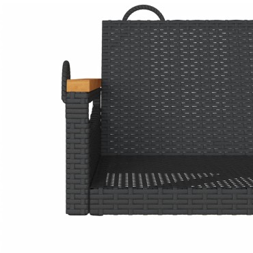 vidaXL Παγκάκι Κούνια Μαύρο 63x62x40cm από Συνθετικό Ρατάν 1 τεμ.