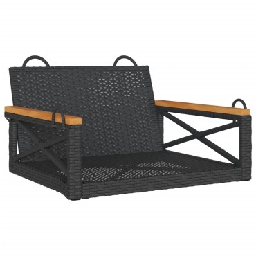 vidaXL Παγκάκι Κούνια Μαύρο 63x62x40cm από Συνθετικό Ρατάν 1 τεμ.