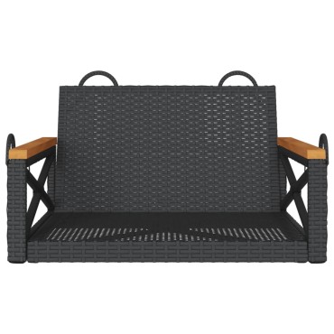 vidaXL Παγκάκι Κούνια Μαύρο 63x62x40cm από Συνθετικό Ρατάν 1 τεμ.